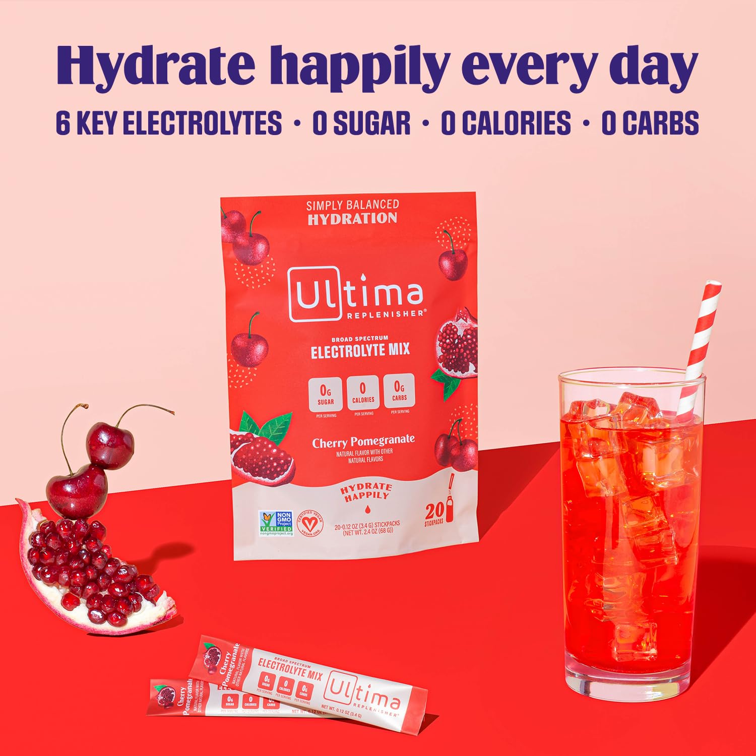 Ultima Replenisher Daily Electrolyte Drink Mix – Cherry Pomegranate, 20 Stickpacks Ultima ReplenisherBuy Supplements Australia