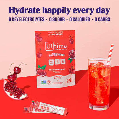 Ultima Replenisher Daily Electrolyte Drink Mix – Cherry Pomegranate, 20 Stickpacks Ultima ReplenisherBuy Supplements Australia