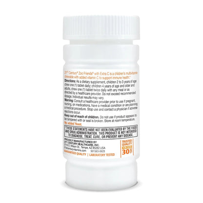 21st Century Zoo Friends with Extra C Chewable Tablets, 60 Count 21st Century