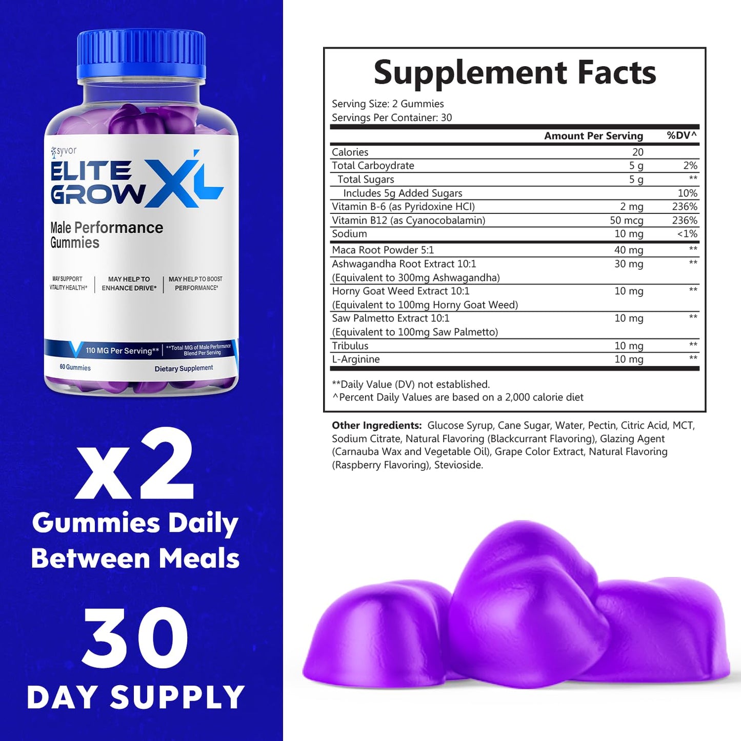 (2 Pack) Elite Grow XL Gummies, Elite GrowXL Maximum Strength Gummy Supplement, Elite Grow X L All Natural Advanced Formula Gummys Chewable Vitamin EliteGrow Delicious Once Daily Gummes (120 Gummies) SyvorBuy Supplements Australia