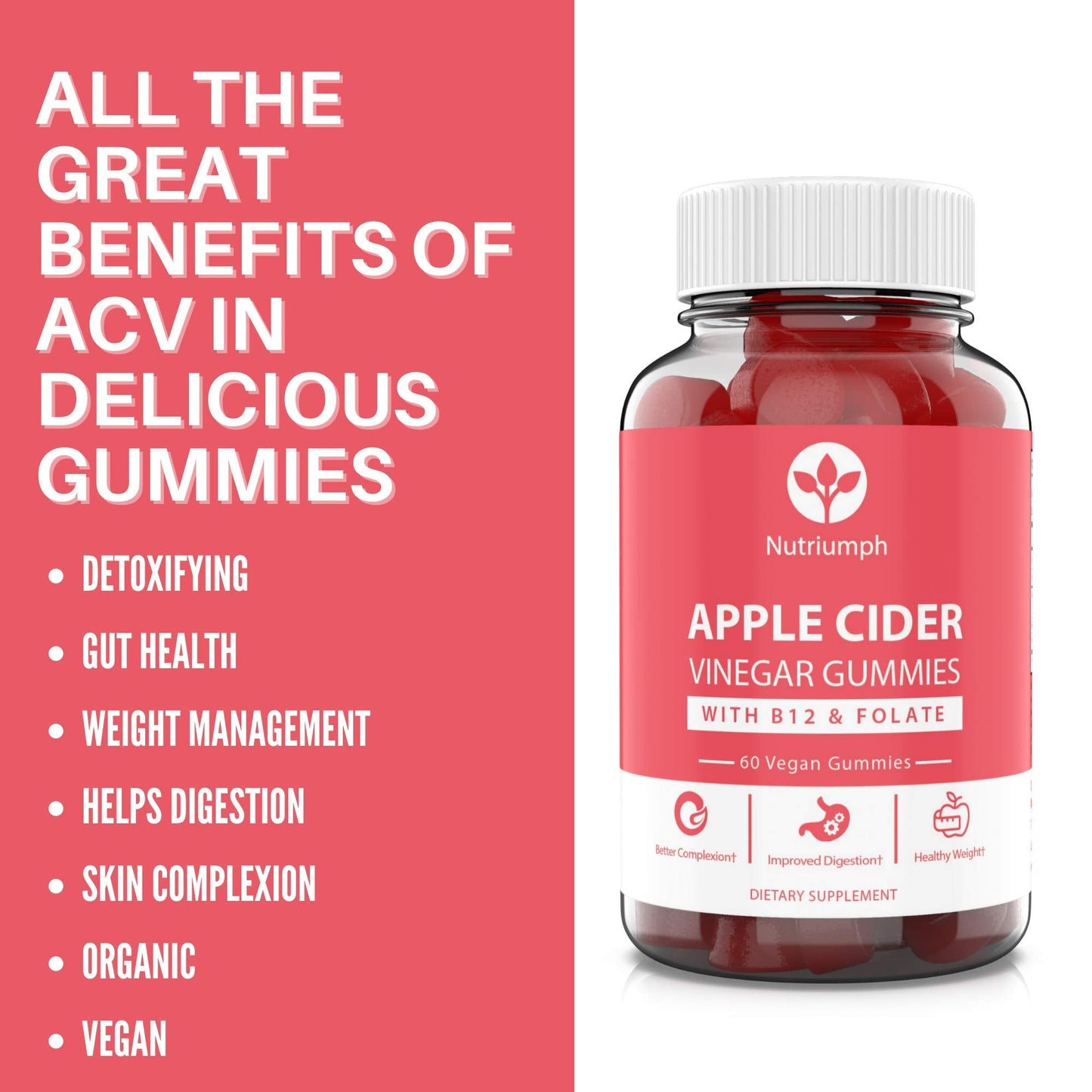 Nutriumph Apple Cider Vinegar Gummies with The Mother Vegan – Weight Loss, Detox NutriumphBuy Supplements Australia