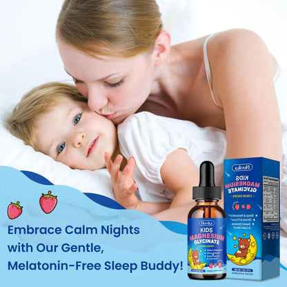 Magnesium Glycinate Liquid for Kids - with L-Theanine Omega-3, Vitamin B6, D3, Zinc - Kids Magnesium Drops for Sleep, Relaxation