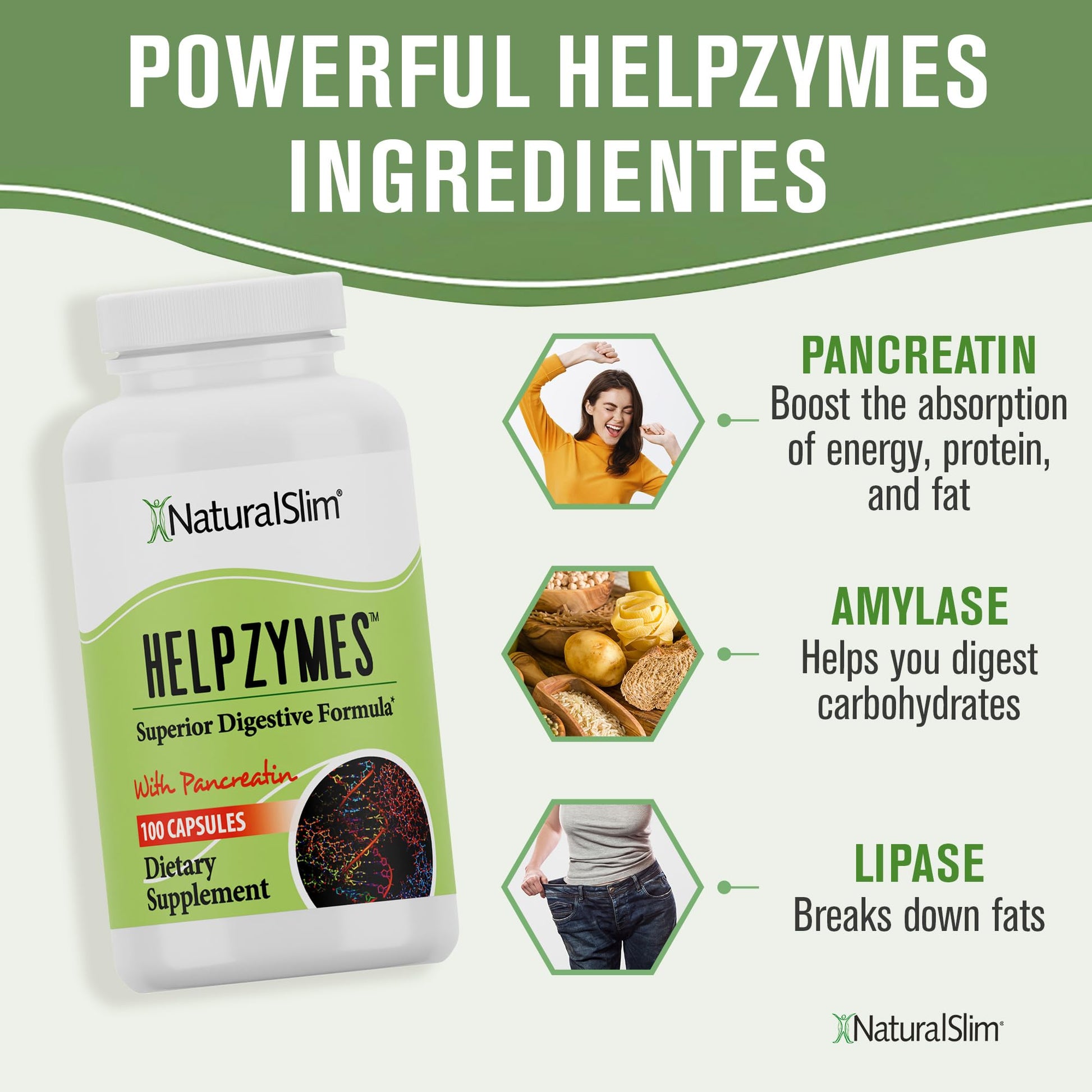 NaturalSlim Helpzymes Digestive Enzymes for Digestion, Bloating, Gas Reli NaturalSlimBuy Supplements Australia