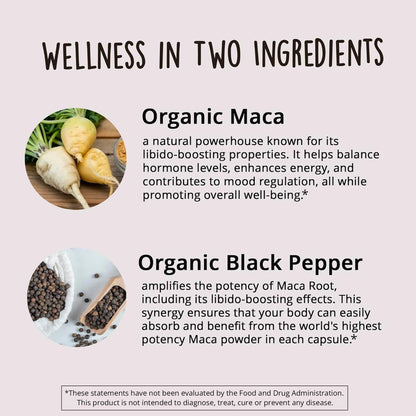 Organic Maca Root Capsules 1200 mg – Libido Booster for Women Fast Acting & Potent | Female Maca Supplement | Energy Pills from Peru | Includes Black Pepper for High Absorption | Vegan, 120 Ct Happy Healthy HippieBuy Supplements Australia