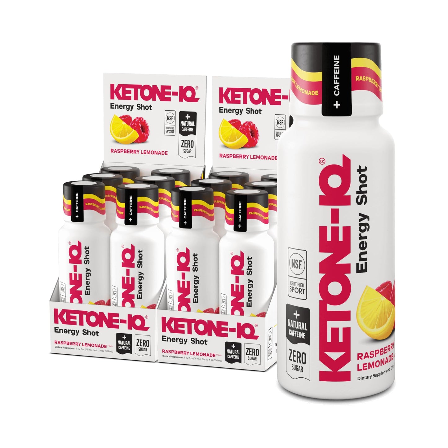 Ketone-IQ Exogenous Ketone Energy Shots with Caffeine - 12 Pack of Green Tea Caffeine Shots with 5g Bioidentical Ketones and B Vitamins - Fast Acting, On The Go Clean Energy Drink (Raspberry Lemonade) Ketone-IQBuy Supplements Australia