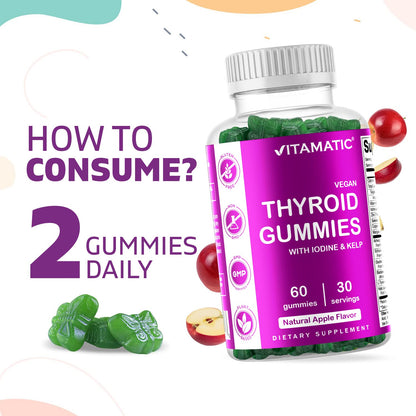Vitamatic Vegan Thyroid Support Gummies with Iodine & Kelp - 60 Count - Improve Your VitamaticBuy Supplements Australia