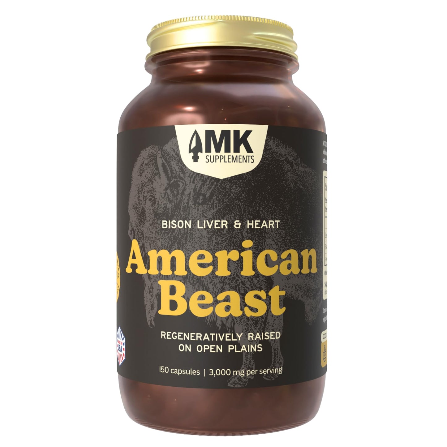 MK Supplements American Beast | Bison Liver & Heart Capsules | ~49x More CoQ10 Than Beef Liver | Regeneratively Raised Bison | 150 Capsules MK SupplementsBuy Supplements Australia