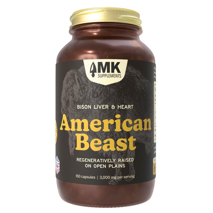 MK Supplements American Beast | Bison Liver & Heart Capsules | ~49x More CoQ10 Than Beef Liver | Regeneratively Raised Bison | 150 Capsules MK SupplementsBuy Supplements Australia