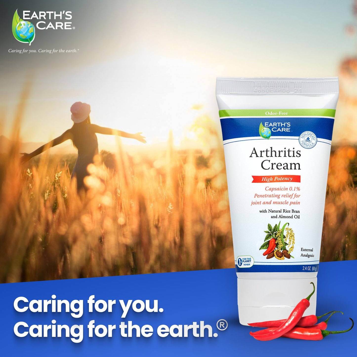 Earth's Care Arthritis Cream - Joint Cream with Natural Capsaicin - Topical Analgesic 2.4 OZ (Pack of 2) Earth's CareBuy Supplements Australia