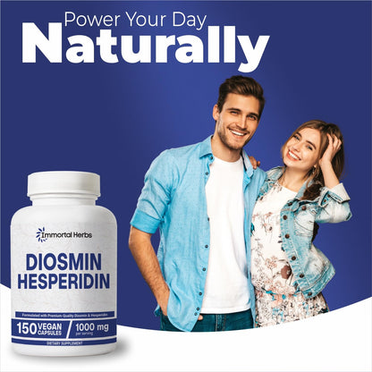Immortal Herbs Diosmin Hesperidin 1000mg Complex, 150 Capsules, Citrus Bioflavonoids Rich Fruit Extract, 100% Vegetarian, Non-GMO & Gluten Free Diosmin Supplement with Max Strength Immortal HerbsBuy Supplements Australia