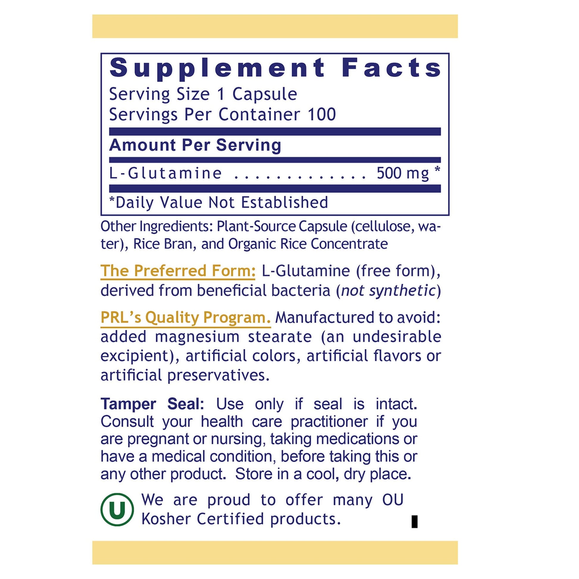 Premier Glutamine by Premier Research Labs --100 caps Premier Research LabsBuy Supplements Australia
