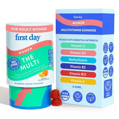 FIRST DAY Multivitamin for Women - Daily Womens Multivitamin Gummies - Vitamin A C D E B12, Magnesium, Zinc, Biotin – Vegan FIRST DAY