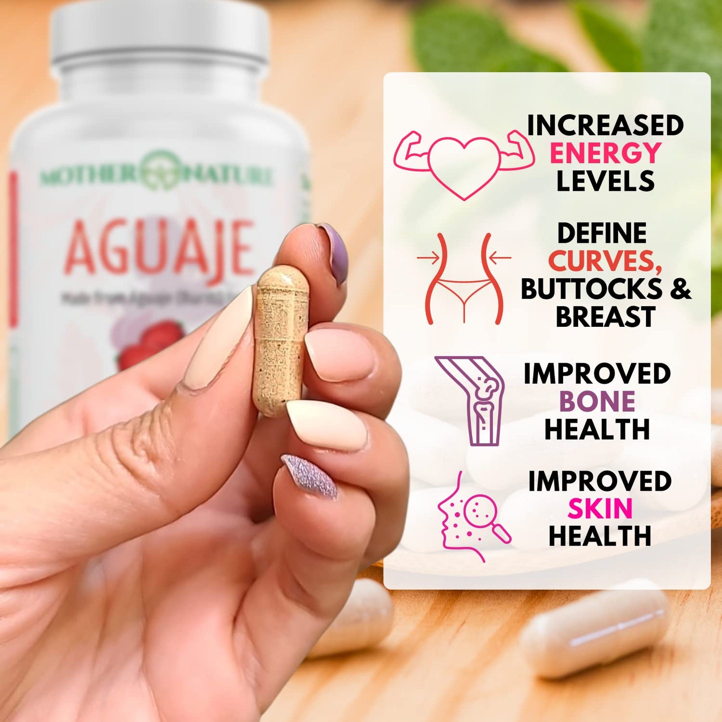 Mother Nature Aguaje Curves Capsules for Women, 1000mg (120ct), Natural & Sustainably Sourced Aguaje Fruit from Peru for Female Health, Hormone Balance, Curve Enhancer, Vegan, Non-GMO & Gluten-Free Mother Nature Organics Superfoods for Organic LivingBuy Supplements Australia