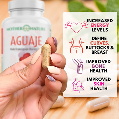 Mother Nature Aguaje Curves Capsules for Women, 1000mg (120ct), Natural & Sustainably Sourced Aguaje Fruit from Peru for Female Health, Hormone Balance, Curve Enhancer, Vegan, Non-GMO & Gluten-Free Mother Nature Organics Superfoods for Organic LivingBuy Supplements Australia