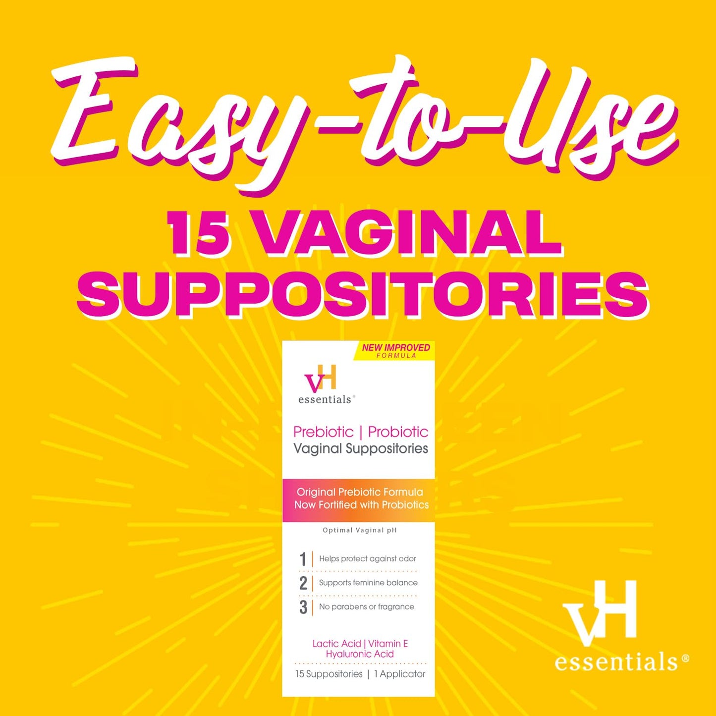 vH essentials Prebiotic PH Balanced Vaginal SuppositoriesBox, Original Version, 15 Count vH essentialsBuy Supplements Australia