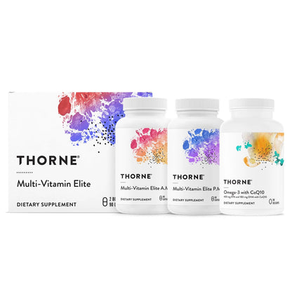 THORNE - Daily Nutrients Bundle - Multivitamin Elite and Omega-3 with CoQ10-30 to 90 Servings THORNE