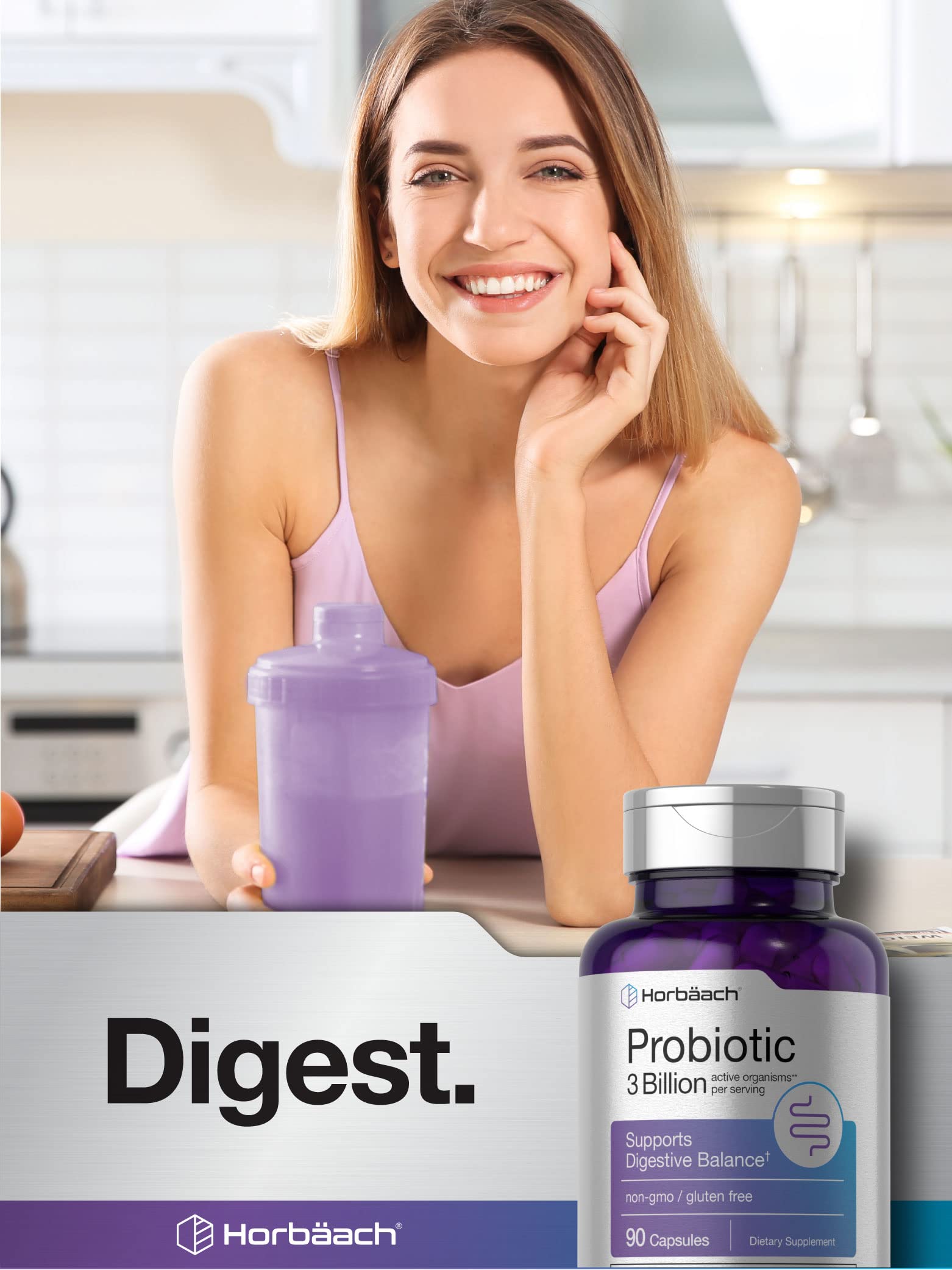 Probiotic for Women & Men's Digestive Health | 3 Billion CFU | 90 Capsules | Non-GMO HorbäachBuy Supplements Australia