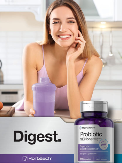 Probiotic for Women & Men's Digestive Health | 3 Billion CFU | 90 Capsules | Non-GMO HorbäachBuy Supplements Australia