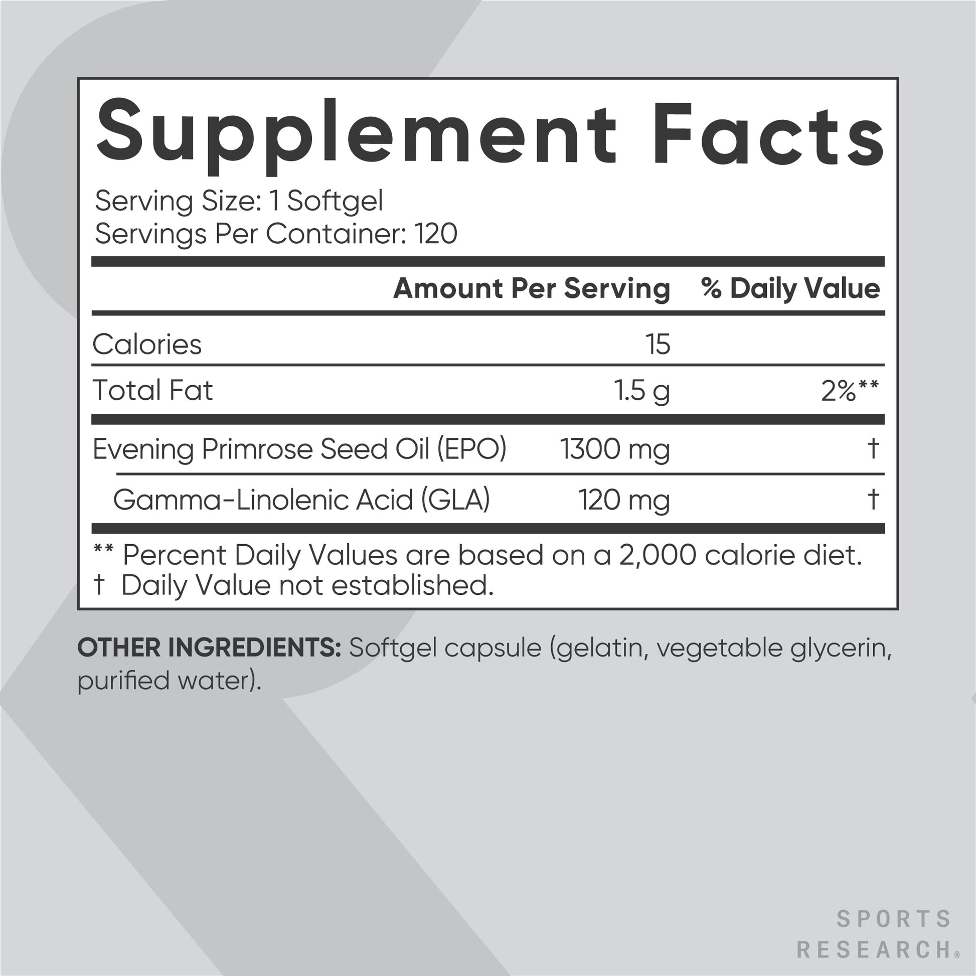 Sports Research Evening Primrose Supplement from Cold Pressed Oil Sports ResearchBuy Supplements Australia