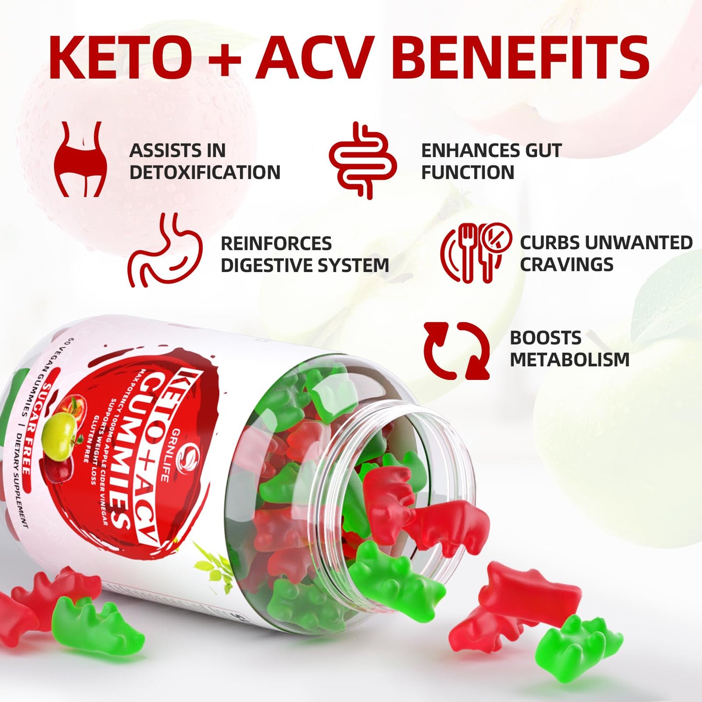 Keto ACV Gummies Advanced Weight Loss, 1000MG Apple Cider Vinegar Gummies Supple GrnLifeBuy Supplements Australia