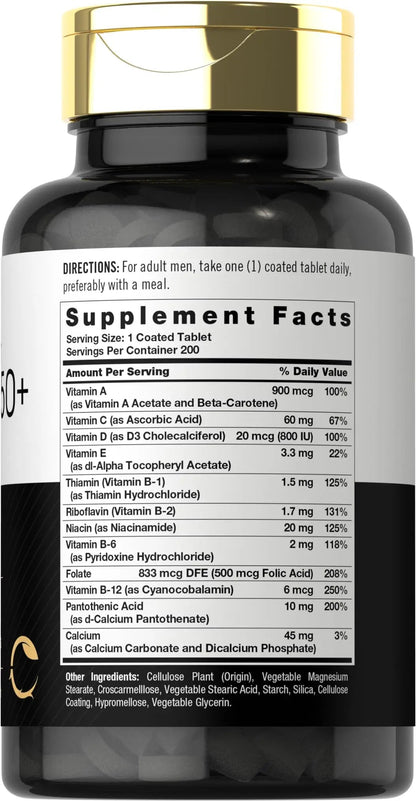 Carlyle Multivitamin for Men 50+ | 200 Count | with B Vitamins, Vitamin D, Magnesium & Zinc | Non-GMO, Gluten Free Supplement CarlyleBuy Supplements Australia
