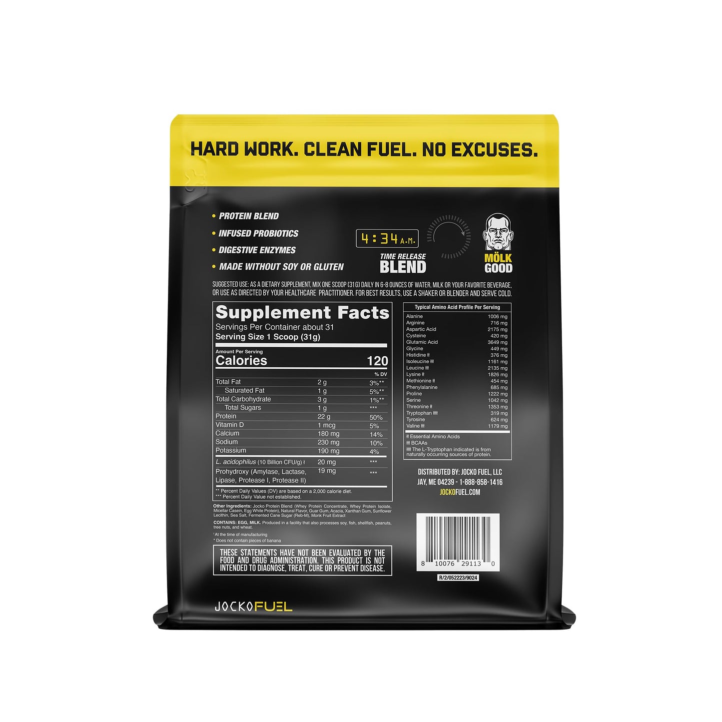 Jocko Mölk Whey Protein Powder (Banana Cream) - Keto, Probiotics, Grass Fed, Digestive Jocko FuelBuy Supplements Australia
