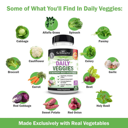 BioSchwartz Daily Fruits and Veggies Supplement for Women and Men (1 Month Supply) Plus Daily Multivitamin BioSchwartz