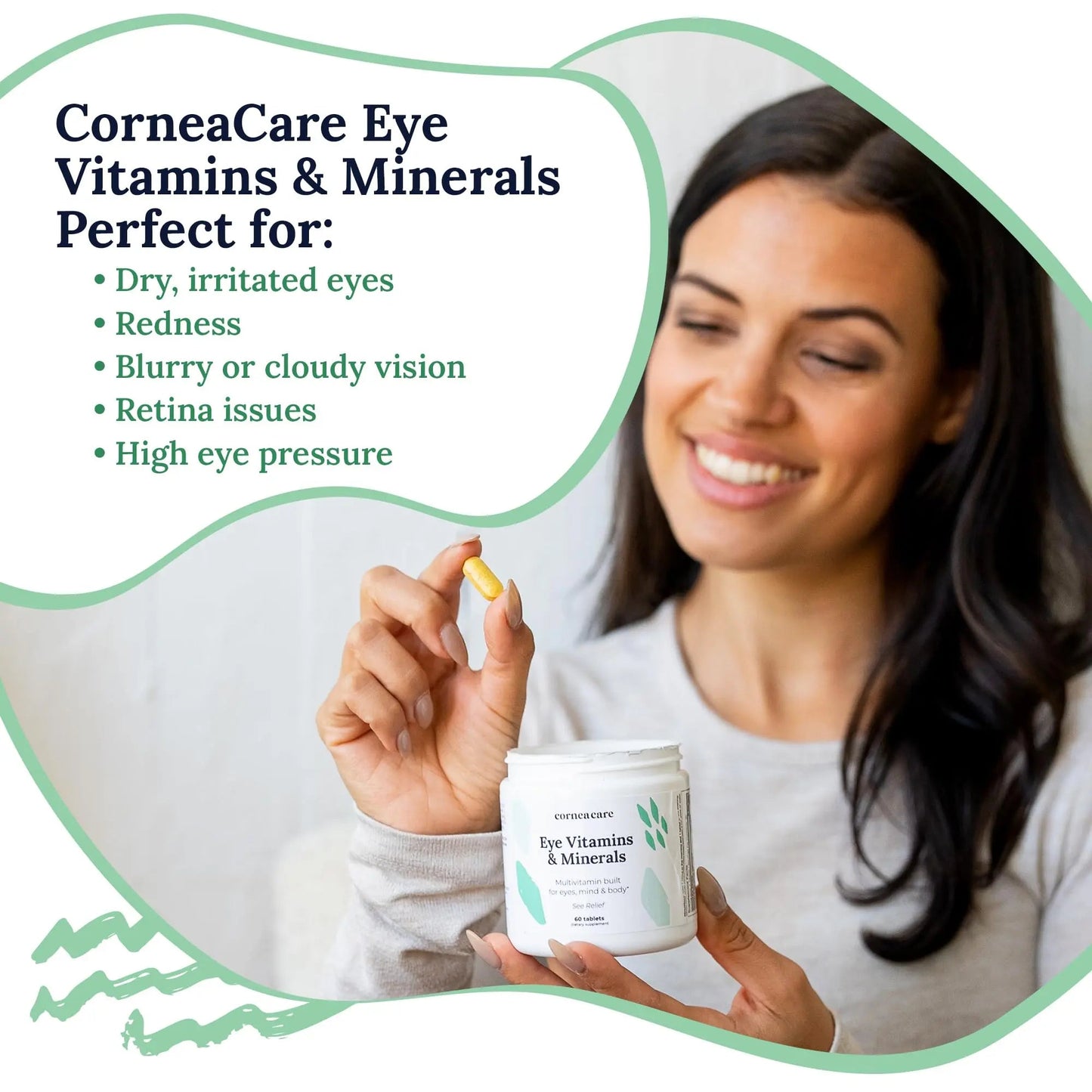 CorneaCare Vitamins and Minerals | Multivitamin for Vision & Health | Dry Eye Supplements | 60 Tablets CorneaCare