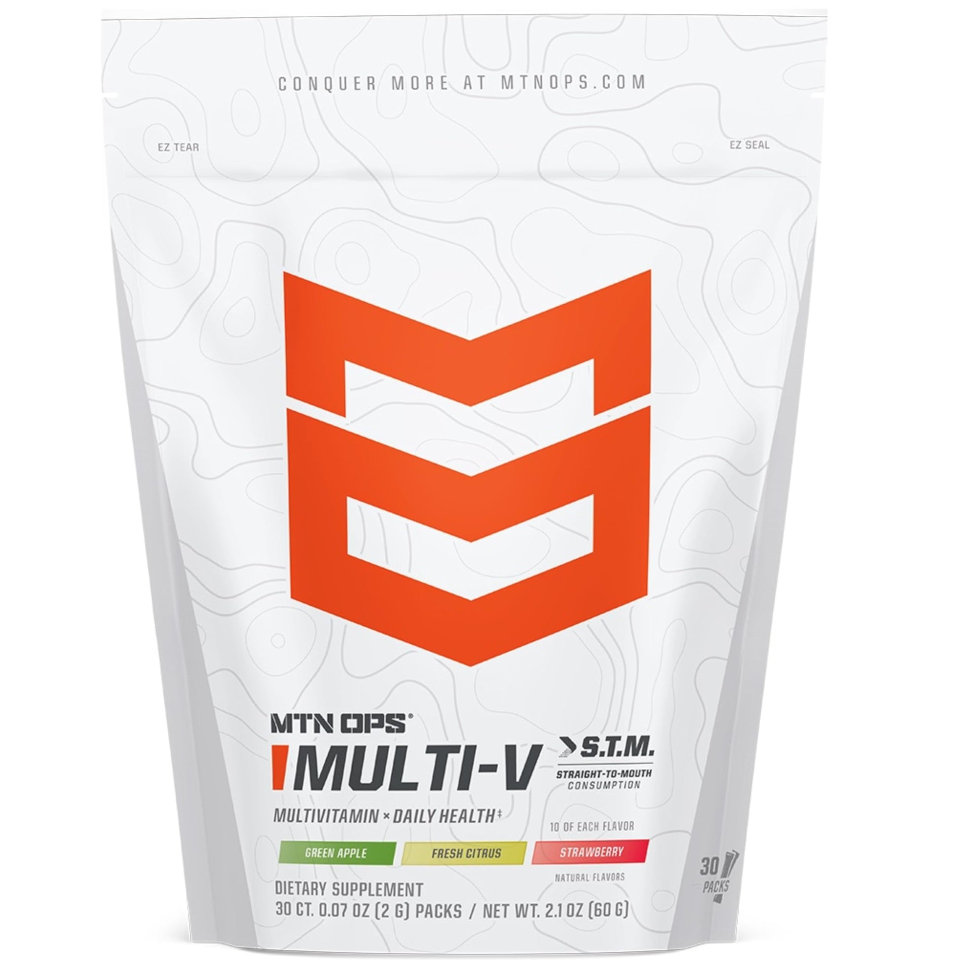 MTN OPS Multi‑V STM On‑the‑Go Daily Multivitamin for Men, Women & Kids – Straight‑to‑Mouth Vitamin C D3 B Zinc Packs – Gluten Free, Natural Flavors, 30 Servings MTN OPSBuy Supplements Australia