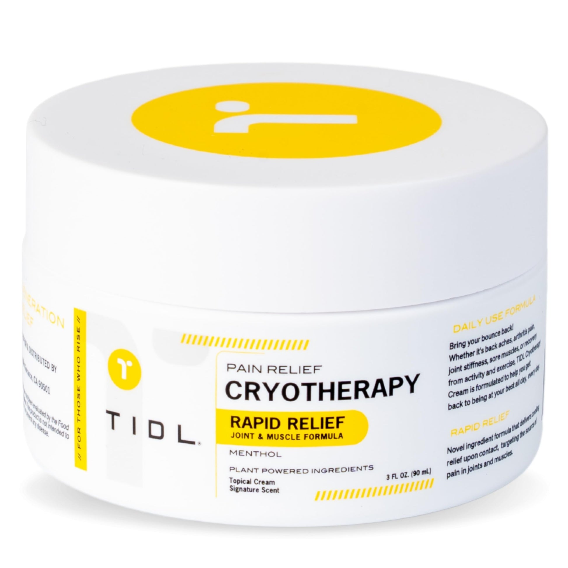 TIDL Cryotherapy Pain Relief Cream, 3 Oz, Targeted Neck Pain, Joint & Muscle Pain Relief with Organic, Plant-Based Menthol, Instant Cooling for Sport & Post Workout Full Body Recovery TIDLBuy Supplements Australia