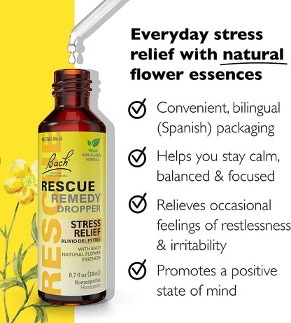 Bach RESCUE Remedy Dropper 20mL Bundle, Non-Alcohol Formula, Natural Stress Relief, Homeopathic RESCUEBuy Supplements Australia