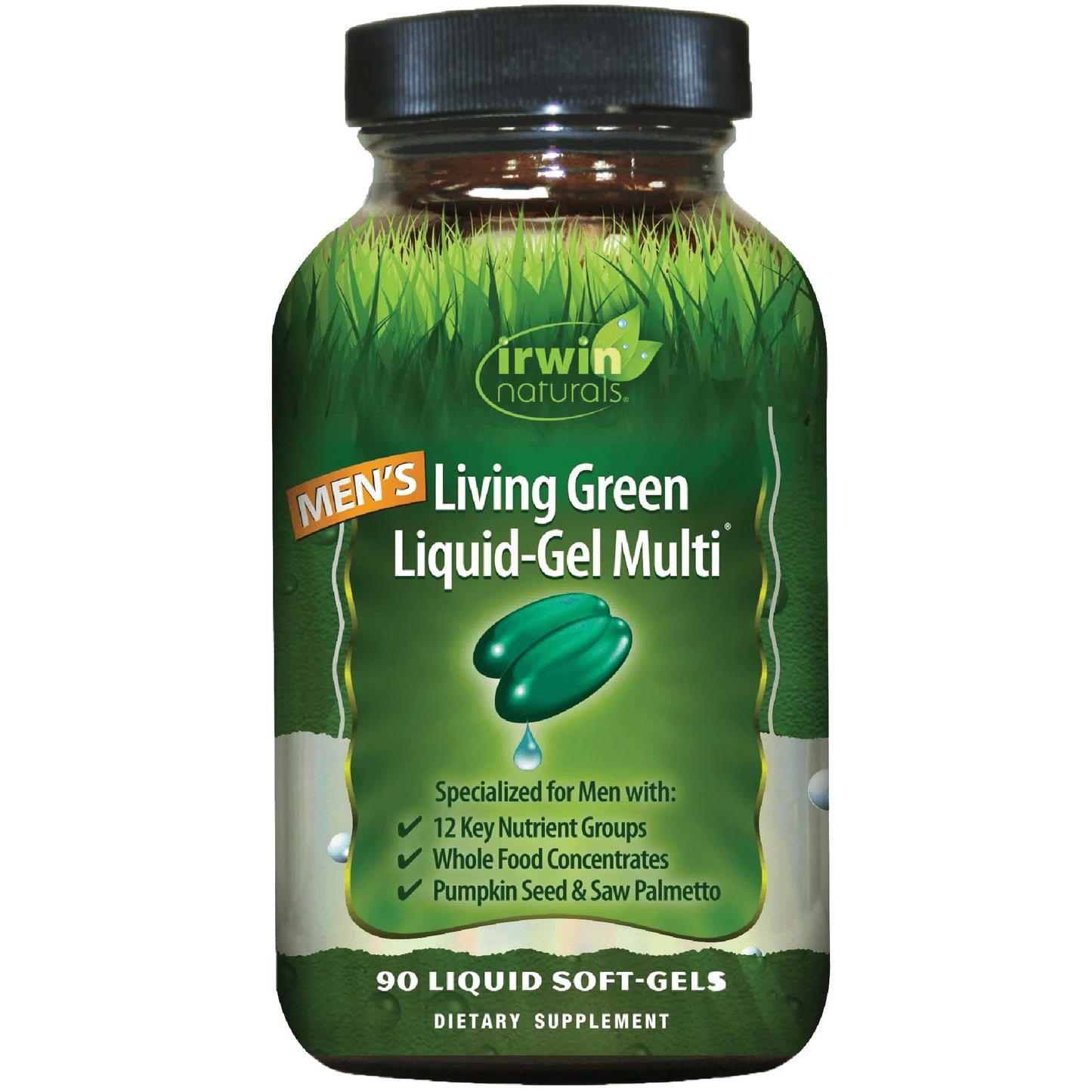 Irwin Naturals Men's Living Green Liquid-Gel Multi - 70 Essential Nutrients, Full-Spectrum Vitamin Supplements for Men, Wholefood Blend - Promotes Brain & Adrenal Support - 90 Liquid Soft-Gels Irwin NaturalsBuy Supplements Australia