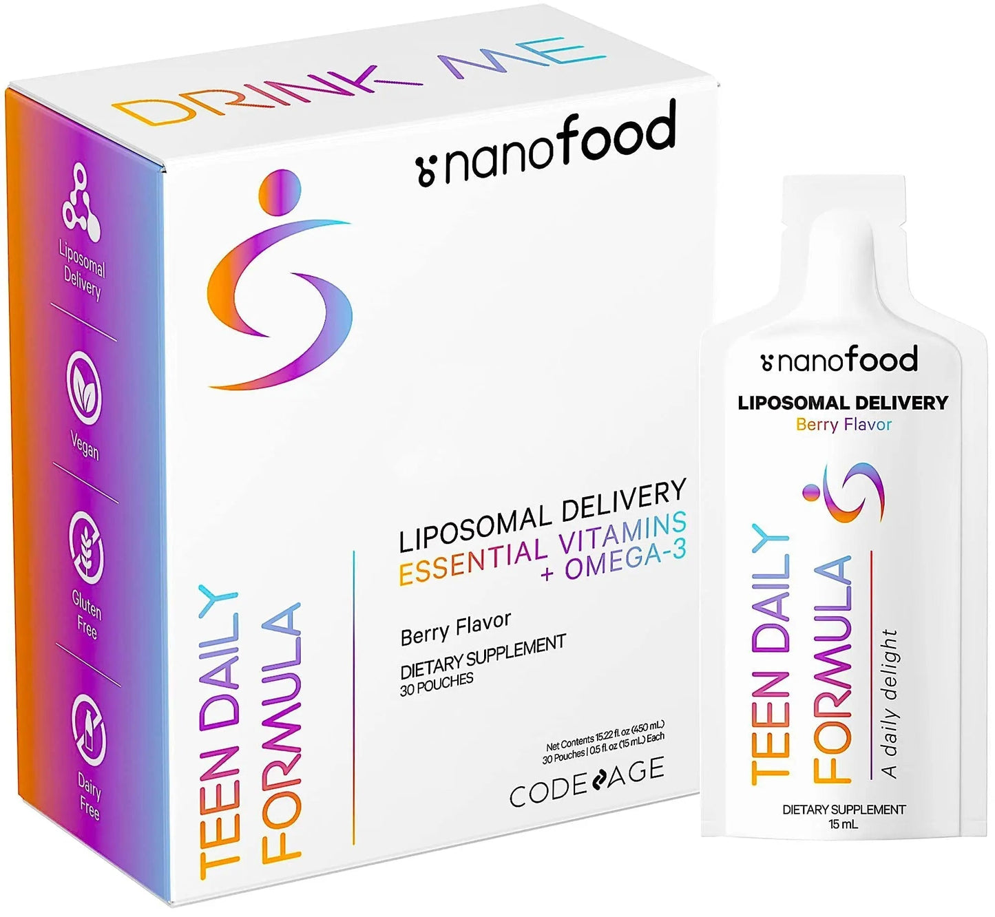 Codeage Multivitamins For Teens, Liquid Vitamin C for Teenagers, Vitamin A B6 B12 D3 E For Kids, Biotin Zinc Omega-3 Folate, Liposomal Vitamins Supplement Codeage