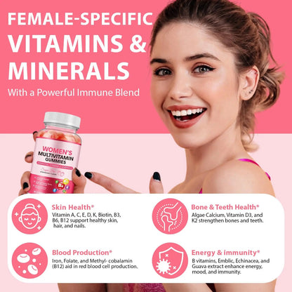 DCTTVHVD Multivitamin Gummies for Women, Natural Multi Vitamins, Boosts Immunity, Energy & Focus, Womens Daily Multivitamin Gummy DCTTVHVDBuy Supplements Australia
