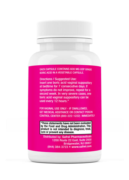 Safrel Boric Acid Vaginal Suppositories - 100% Pure Made in USA - Intimate Health Support SafrelBuy Supplements Australia
