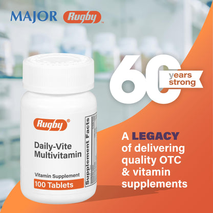 Rugby Daily-Vite Multivitamin - Daily Vitamin Supplement - 100 Tablets (1 Pack) RUGBY LABORATORIESBuy Supplements Australia