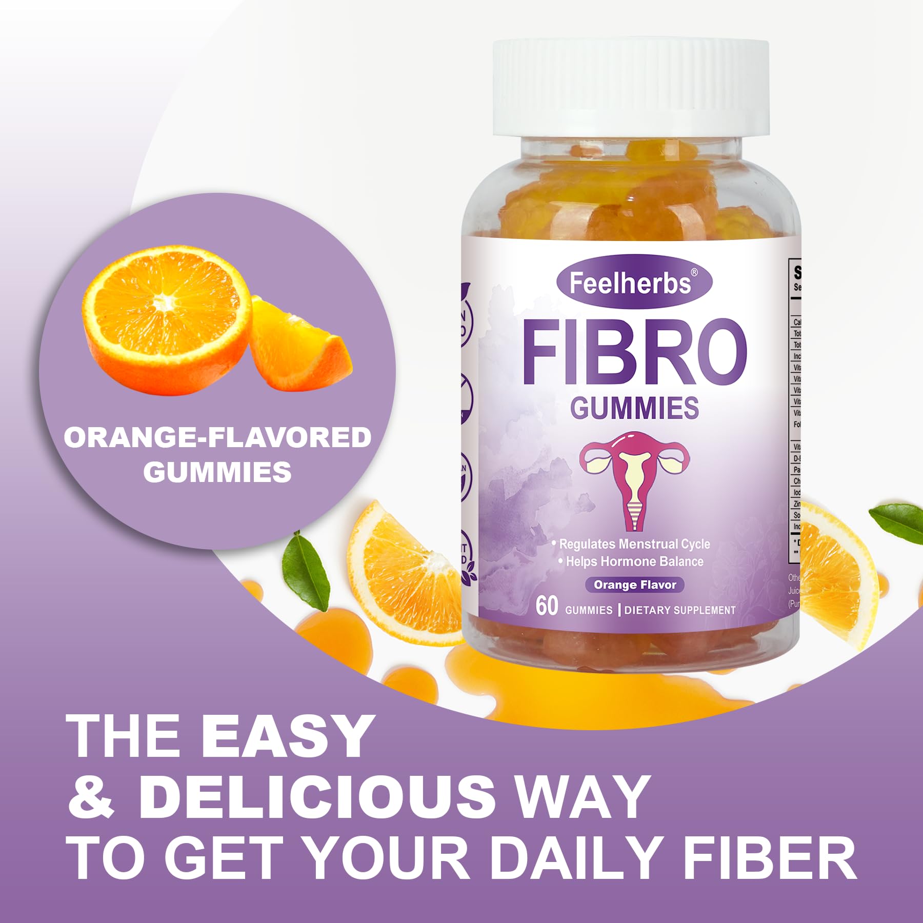 Fibro Gummies for Women Ovarian, Multivitamin Gummies for Hormone Balance, Ovarian Support Inositol Gummy with Vitamin A, E, and Minerals, 60 Count FeelherbsBuy Supplements Australia