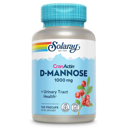 SOLARAY D-Mannose 1000mg with CranActin Cranberry Supplement 400mg, Urinary Tract Health & Bladder Support Capsules with Vitamin C, Vegan, 60 Day Guarantee, 60 Servings, 120 VegCaps (120 CT) SOLARAYBuy Supplements Australia