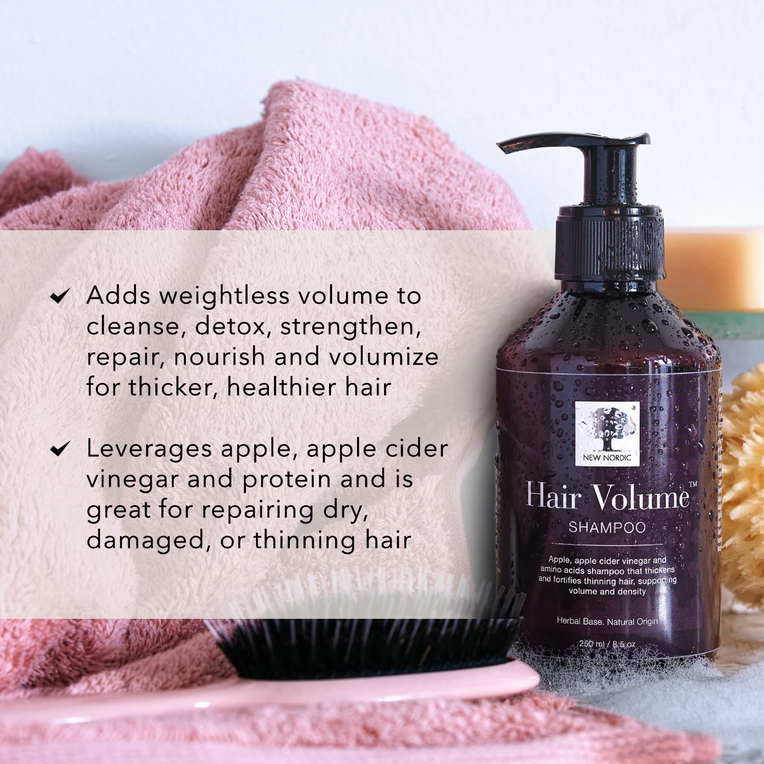 New Nordic Hair Volume Shampoo 250ml - Herbal Volumising Shampoo For Dry Damaged Hair - Suitable for Men and Women NEW NORDICBuy Supplements Australia