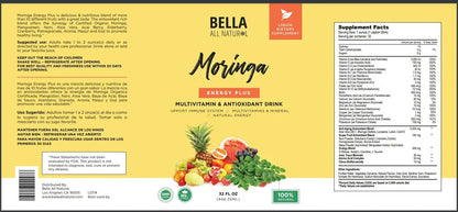 Bella All Natural Moringa Juice Energy Plus - Multivitamin and Antioxidant Drink - 32oz Bella All Natural