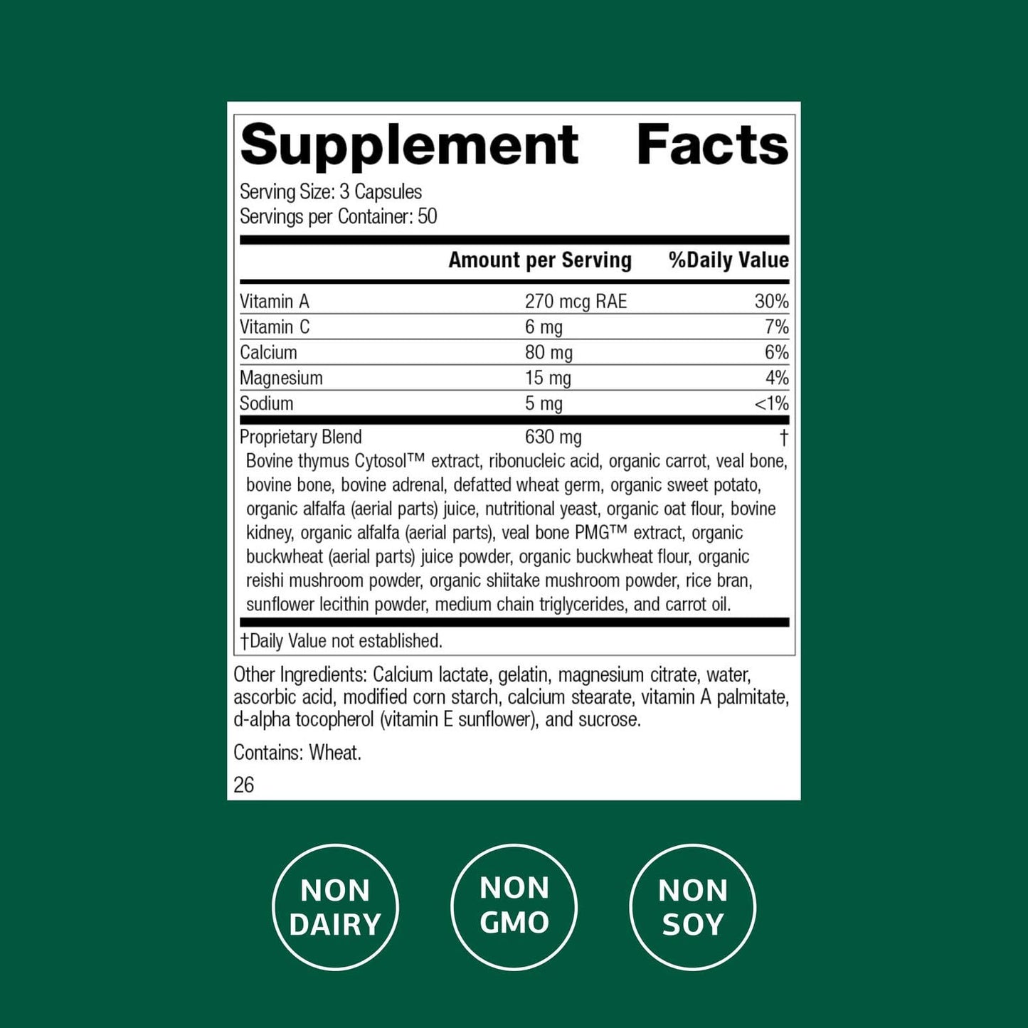 Standard Process Inc. Congaplex - Thymus Gland Support Supplement - Immune Health with Calcium Lactate, Magnesium, Vitamin C & Vitamin A - Immune System Aid with Mushroom Powder - 150 Capsules Standard Process Inc.Buy Supplements Australia