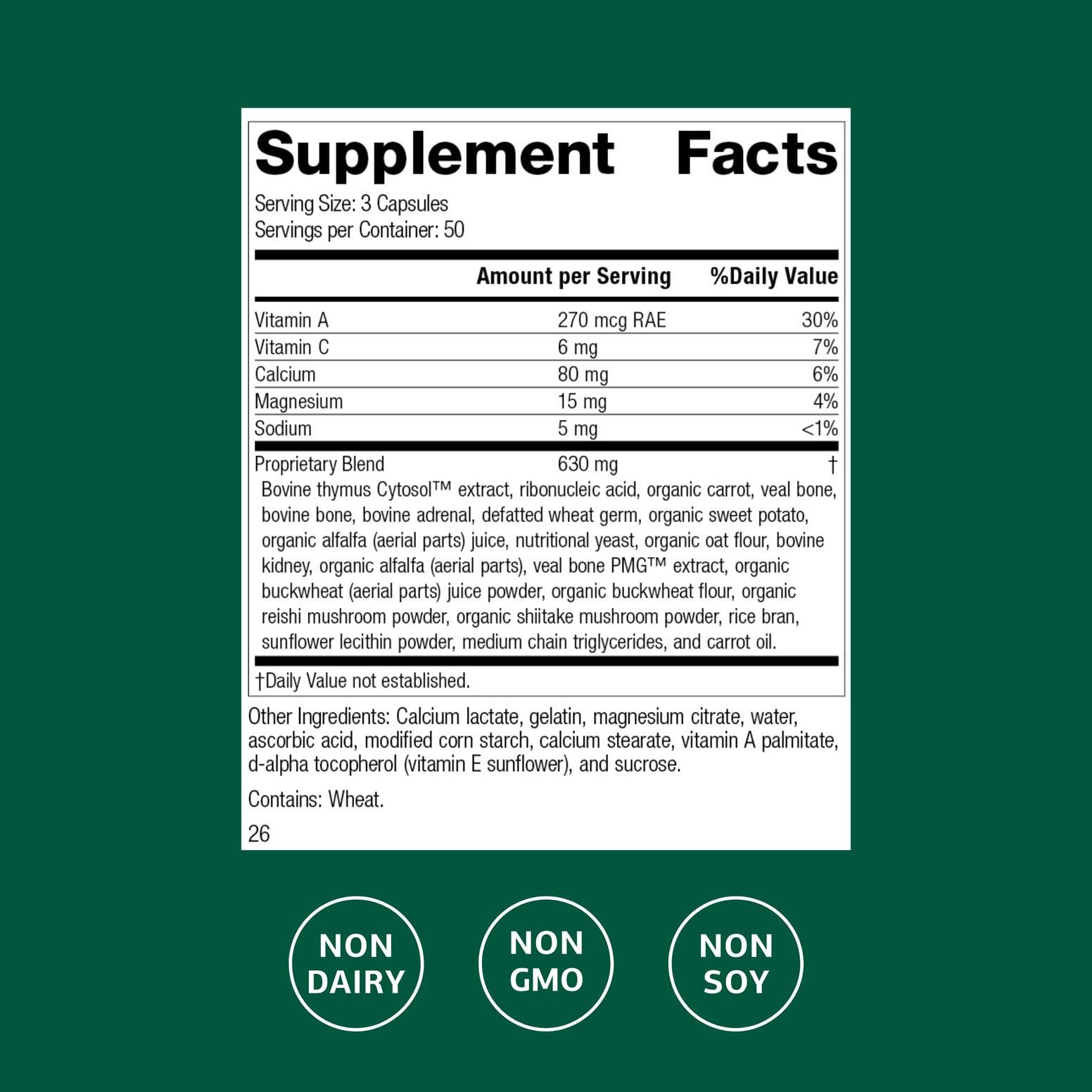 Standard Process Inc. Congaplex - Thymus Gland Support Supplement - Immune Health with Calcium Lactate, Magnesium, Vitamin C & Vitamin A - Immune System Aid with Mushroom Powder - 150 Capsules Standard Process Inc.Buy Supplements Australia