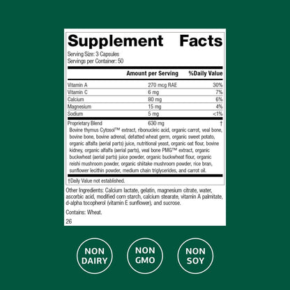 Standard Process Inc. Congaplex - Thymus Gland Support Supplement - Immune Health with Calcium Lactate, Magnesium, Vitamin C & Vitamin A - Immune System Aid with Mushroom Powder - 150 Capsules Standard Process Inc.Buy Supplements Australia