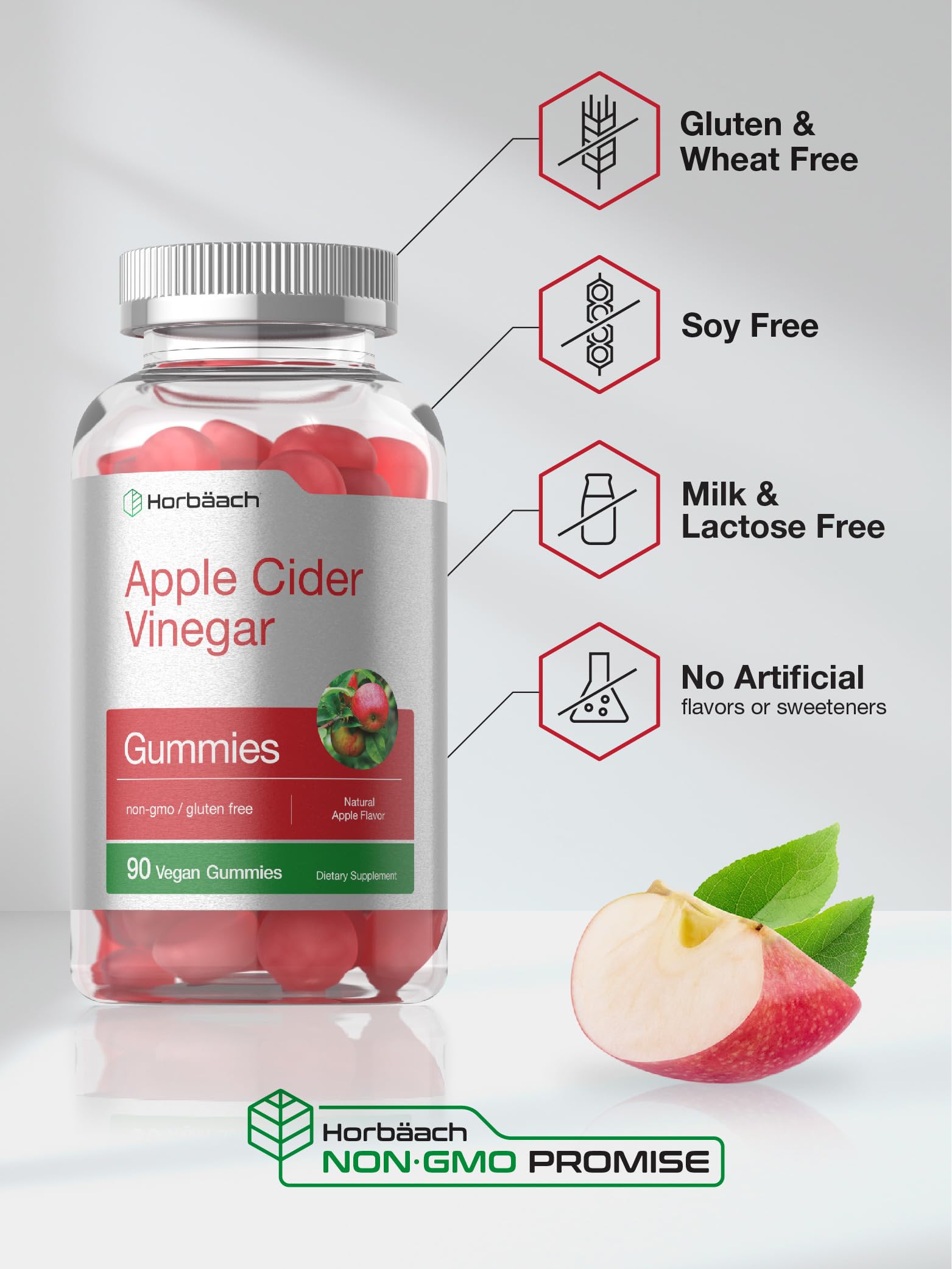 Vegan Apple Cider Vinegar Gummies | 90 Count | ACV Supplement | Natural Apple Flavor HorbäachBuy Supplements Australia