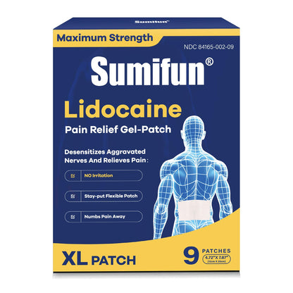 Sumifun 4% Lidocaine XL Pain Patches | Extra Large 4.72"x7.87" for Full Back & Thigh Coverage | Maximum Strength OTC Numbing | 8-Hour Medical Adhesion (X-Large, Count, 9) SumifunBuy Supplements Australia