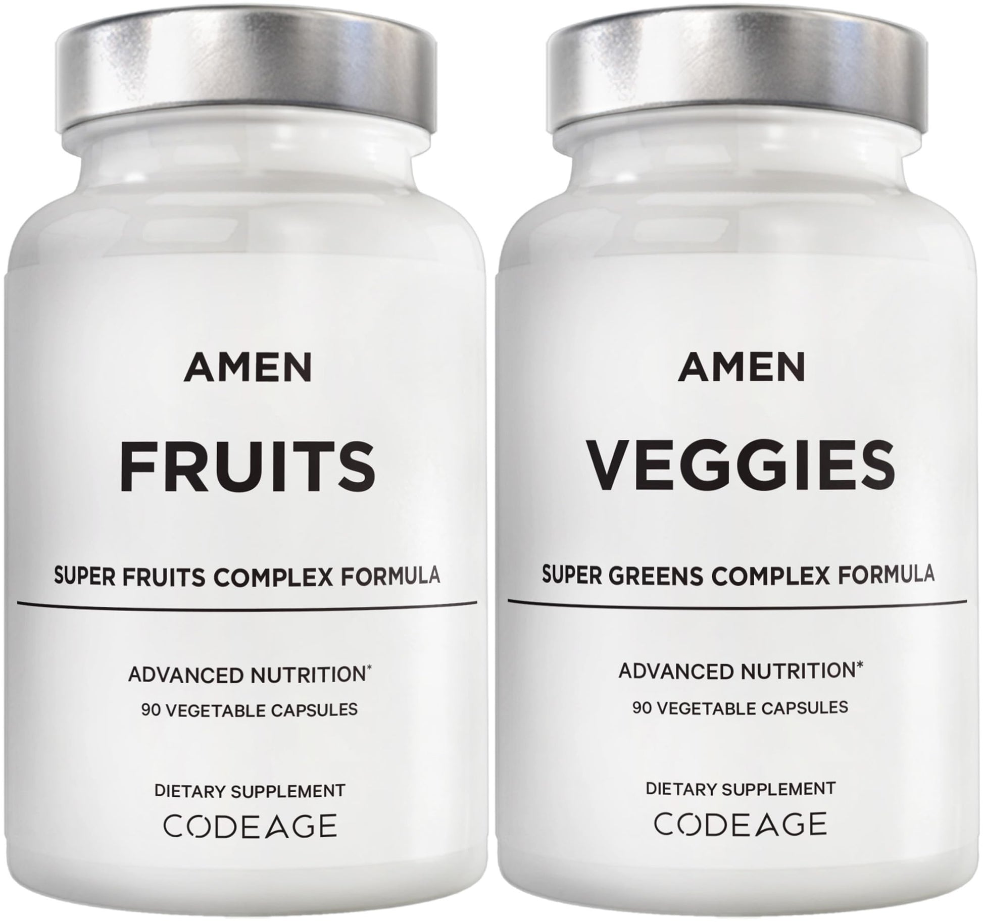 Amen Fruits + Veggies Vitamins Bundle, Raw Whole Food Multivitamin Capsules, Greens Vegetables, Red Fruits & Berries Vegan Blend, Fibers + Phytonutrients Superfood Minerals Supplement, Non-GMO, 180 ct AmenBuy Supplements Australia