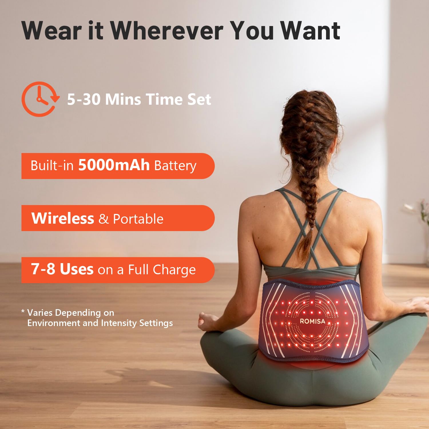 ROMISA Red Light Therapy Belt - Infrared Light Therapy Vibration Rechargeable 660nm&850nm ROMISABuy Supplements Australia