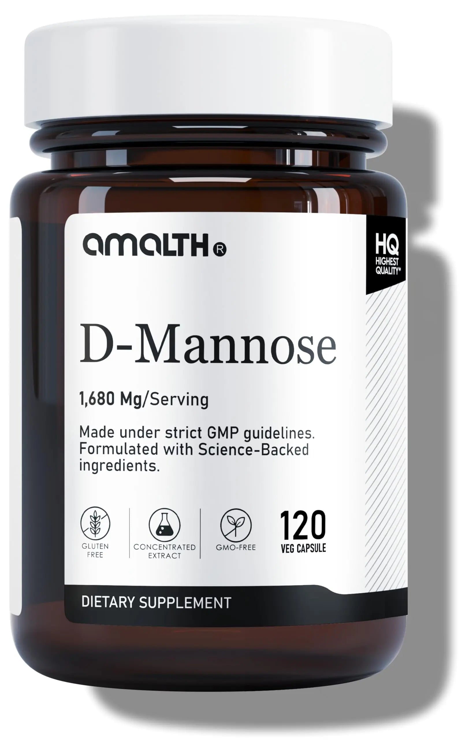 AMALTH D-Mannose Capsules 1680 mg per Serving, 120 Vegan Capsules, Pure Single Ingredient Mannose Supplement, Urinary Tract Support, UTI Wellness Support, Non GMO, Gluten Free AMALTHBuy Supplements Australia