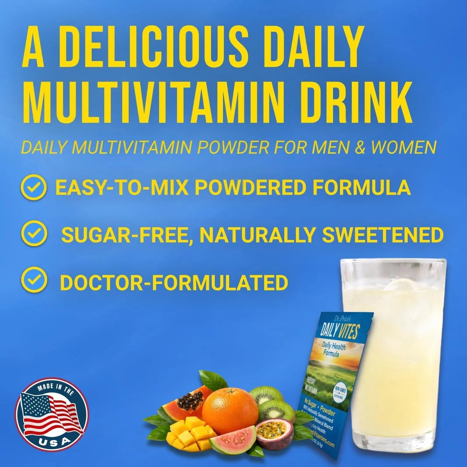 Dr. Price's Multivitamin for Women and Men | Tropical 30 Servings | Daily Supplement Powder with Vitamin C, B Complex & Minerals | Dr. Price's VitaminsBuy Supplements Australia