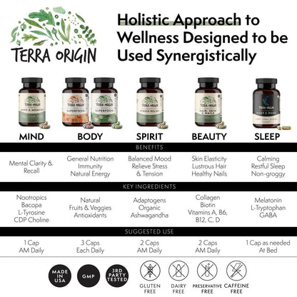 TERRA ORIGIN Healthy Hair, Skin and Nails Supplement | Collagen, Biotin, Horsetail & B-Complex | Supports Hair Strength, Skin Elasticity & Nail Growth | Vitamins for Women and Men | 60 Capsules TERRA ORIGINBuy Supplements Australia